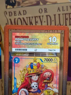 Monkey D Luffy P-043 PROMO 2nd Anniversary Stamp ONE PIECE ACE 10 With Guard - Image 2