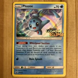 Phione SM220 Holo Stamp - Cosmic Eclipse - Pokemon Card - NM/LP - Image 1
