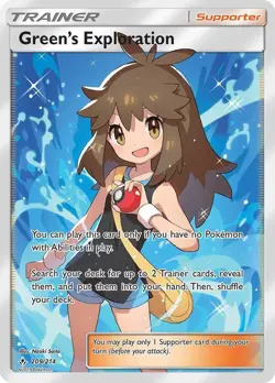 Green's Exploration - 209/214 - Pokemon Unbroken Bonds Sun Moon Full Art Card NM - Image 1