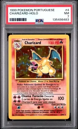 1999 Pokemon PORTUGUESE Unlimited Base Set Charizard Holo 4/102 PSA 7 - Image 1
