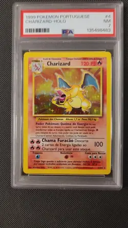 1999 Pokemon PORTUGUESE Unlimited Base Set Charizard Holo 4/102 PSA 7 - Image 2