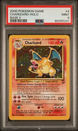 2000 Pokemon Base Set 2 Holo Charizard #4 PSA 9 MINT SWIRL - Image 1