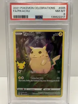 2021 Pokemon Celebrations #005 Pikachu Full Art PSA 8 - Image 1
