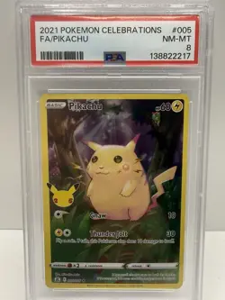 2021 Pokemon Celebrations #005 Pikachu Full Art PSA 8 - Image 5