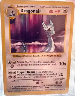 Pokemon TCG 1999 Base Set *Shadowless Dragonair 18/102* - Image 1