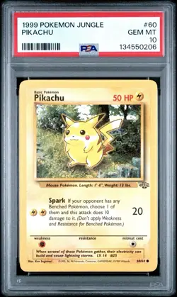 Pokemon 1999 Pikachu Jungle #60 PSA 10 Gem Mint 60/64 - Image 1