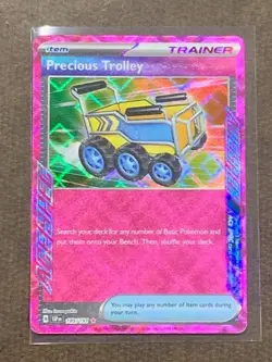 2024 Pokemon TCG Precious Trolley Trainer 185/191 Surging Sparks Holo Rare - Image 1