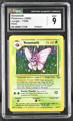 CGC 9 MINT Venomoth 1999 Jungle 13/64 Holo Pokemon Card - Image 1