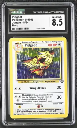 CGC 8.5 Pidgeot 1999 Jungle 8/64 Holo Pokemon Card - Image 1