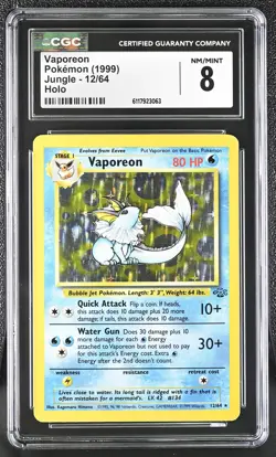 CGC 8 Vaporeon 1999 Jungle 12/64 Holo Pokemon Card - Image 1