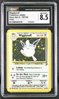 CGC 8.5 Wigglytuff 2000 Base Set 2 19/130 Holo Pokemon Card - Image 1