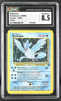 CGC 8.5 Articuno 1999 Fossil 2/62 Holo Pokemon Card - Image 1