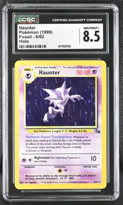CGC 8.5 Haunter 1999 Fossil 6/62 Holo Pokemon Card - Image 1