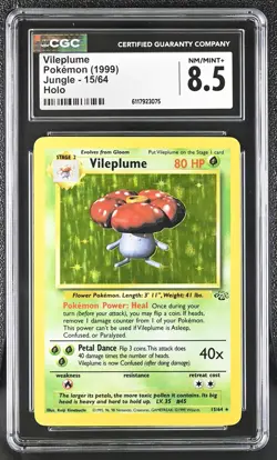 CGC 8.5 Vileplume 1999 Jungle 15/64 Holo Pokemon Card - Image 1