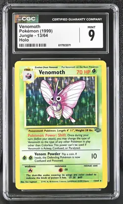 CGC 9 MINT Venomoth 1999 Jungle 13/64 Holo Pokemon Card - Image 1