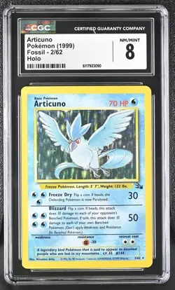 CGC 8 Articuno 1999 Fossil 2/62 Holo Pokemon Card - Image 1