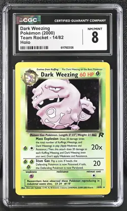 CGC 8 Dark Weezing 2000 Team Rocket 14/82 Holo Pokemon Card - Image 1