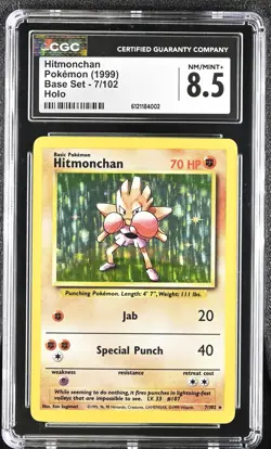 CGC 8.5 Hitmonchan 1999 Base Set 7/102 Holo Pokemon Card - Image 1