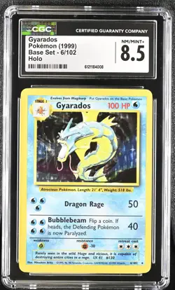 CGC 8.5 Gyarados 1999 Base Set 6/102 Holo Pokemon Card - Image 1