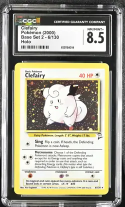 CGC 8.5 Clefairy 2000 Base Set 2 6/130 Holo SWIRL Pokemon Card - Image 1