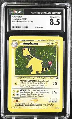 CGC 8.5 Ampharos 2001 Neo Revelation 1/64 Holo Pokemon Card - Image 1