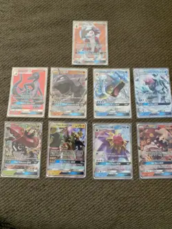 Pokemon TCG GX Holo Lot - Lycanroc, Salazzle, Onix, Gyarados - 9 Cards - Image 1