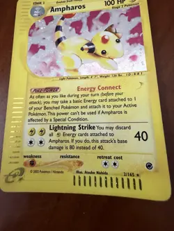Pokemon Expedition Ampharos 2/165 Reverse Holo MP - Image 3
