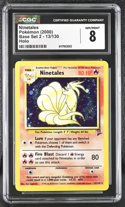 CGC 8 Ninetales 2000 Base Set 2 13/130 Holo Pokemon Card - Image 1