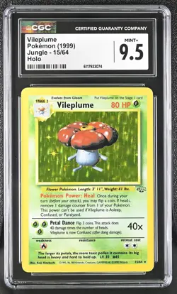 CGC 9.5 MINT+ Vileplume 1999 Jungle 15/64 Holo Pokemon Card - Image 1