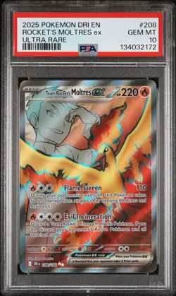 Pokemon Team Rocket's Moltres ex Destined Rivals Ultra Rare #208 PSA 10 Gem Mint - Image 1