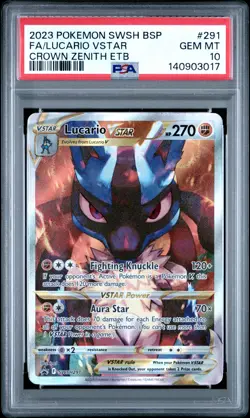 2023 POKEMON SWSH BLACK STAR PROMO #291 FULL ART/LUCARIO VSTAR PSA 10 - Image 1