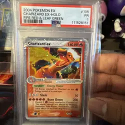 PSA 1 PR 2004 Pokemon EX Fire Red & Leaf Green Charizard EX Holo Foil 105/112 - Image 1
