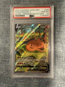 2022 POKEMON SWSH BLACK STAR PROMO #260 FULL ART/CHARIZARD V PSA 10 - Image 1