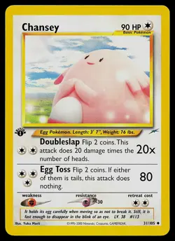 Pokemon Card - Chansey Neo Destiny 31/105 Uncommon 1st Edition - Image 1