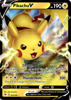 Pikachu V 043/185 Pokemon Vivid Voltage Ultra Rare NM - Image 1