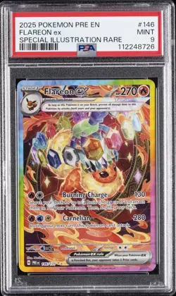 2025 POKEMON PRE EN-PRISMATIC EVOLUTIONS #146 FLAREON EX PSA 9 - Image 1
