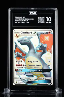 2019 Pokemon Sun & Moon Hidden Fates Charizard GX #SV49 FA Shiny Rare Tag 10 - Image 1