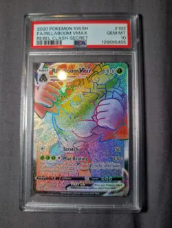 PSA 10 Rillaboom VMAX Holo Secret Rare Card Rebel Clash 193/192 - Image 1