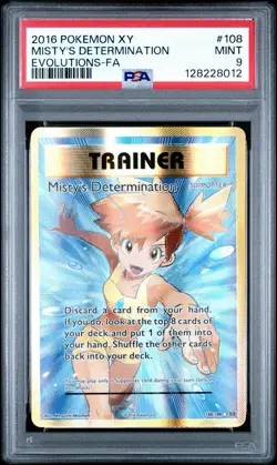2016 POKEMON XY EVOLUTIONS #108 FULL ART MISTY'S DETERMINATION PSA 9 - Image 1