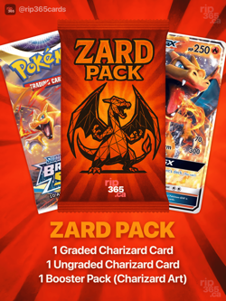 Zard Pack: TAG Graded Charizard Card + Booster | Pokemon Mystery Slab | rip365 - Image 1