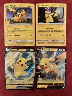 Pokemon Pikachu 4 Card Promo Lot! Vs and Holos! - Image 1
