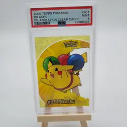 2000 Topps Pokemon TV #PC1 Pikachu Clear Card Animation Series 2 PSA 9 MINT - Image 2