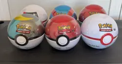 BRAND NEW Lot Of 6 Sealed Pokemon Pokeball Trading Card Tins TCG (3 Packs Each) - Image 1