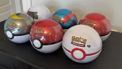 BRAND NEW Lot Of 6 Sealed Pokemon Pokeball Trading Card Tins TCG (3 Packs Each) - Image 2