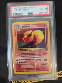 Pokemon TCG Flareon Jungle Holo Card 3/64 Unlimited Rare, PSA 8 - Image 1