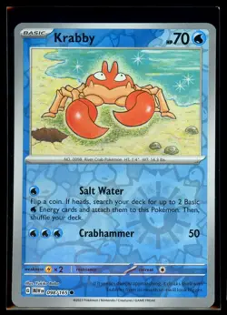 2023 Scarlet & Violet - 151 Krabby #98 Reverse Holo Pokemon Card - Image 1
