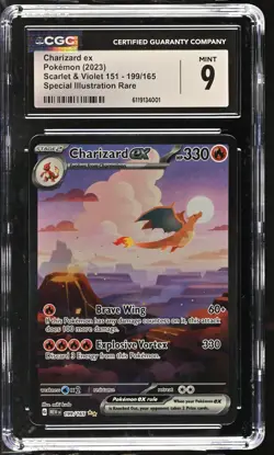 CGC 9 MINT Charizard EX 199/165 SPECIAL ILLUSTRATION RARE Pokemon Card 001 - Image 1