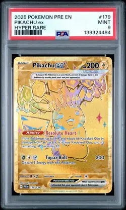 PSA 9 Pikachu ex #179 - Prismatic Evolutions Hyper Rare Pokemon Card Pokemon TCG - Image 1