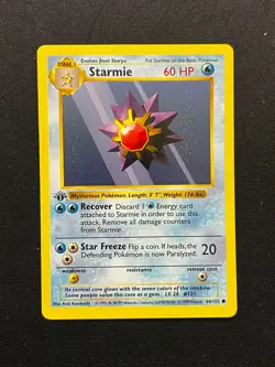 Starmie 64/102 Shadowless 1st Edition Base Pokemon Card - Image 1