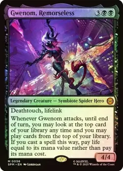 MTG - Gwenom, Remorseless - FOIL Mythic #56 - Spider-Man NM - Image 1